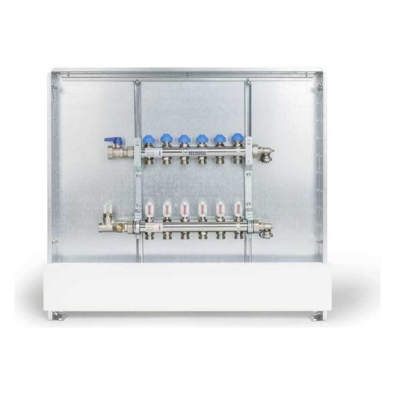 Rehau Rautherm Unit, HKV-D V2A und UP 110, 8 Heizkreise, Strangregulierventil links