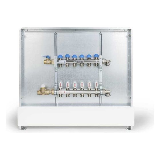Rehau Rautherm Unit, HKV-D V2A und UP 75, 11 Heizkreise, Zonenregulierventil links