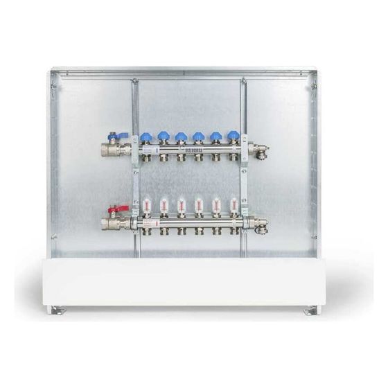 Rehau Rautherm Unit, HKV-D V2A und UP 110, 9 Heizkreise, Kugelhahnset horizontal links