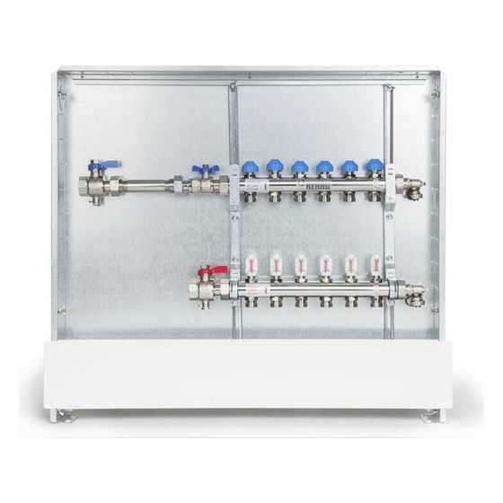 Rehau Rautherm Unit, HKV-D V2A und UP 110, 10 Heizkreise, Wärmemengenzähler horizontal links