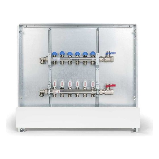Rehau Rautherm Unit, HKV-D V2A und UP 110, 3 Heizkreise, Kugelhahnset horizontal rechts