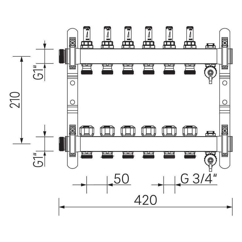Rehau Verteiler HKV-D Easyflow, Edelstahl, 6 Heizkreise, mit Durchflussanzeige min/m... REHAU-13831601200 4068767634254 (Abb. 4)
