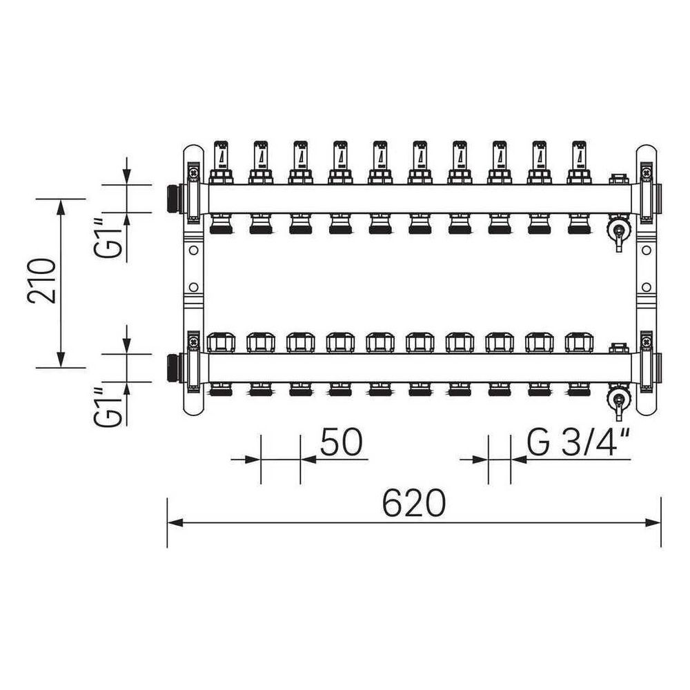 Rehau Verteiler HKV-D Easyflow, Edelstahl, 10 Heizkreise, mit Durchflussanzeige min/... REHAU-13832001200 4068767634292 (Abb. 4)