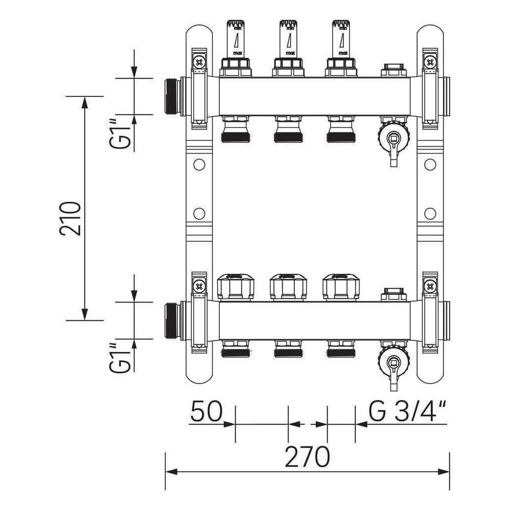 Rehau Verteiler HKV-D Easyflow, Edelstahl, 3 Heizkreise, mit Durchflussanzeige min/m... REHAU-13831301200 4068767634223 (Abb. 4)