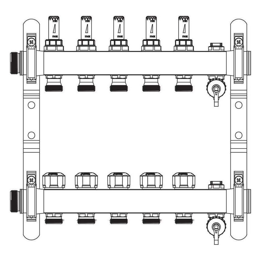 Rehau Verteiler HKV-D Easyflow, Edelstahl, 5 Heizkreise, mit Durchflussanzeige min/m... REHAU-13831501200 4068767634247 (Abb. 5)