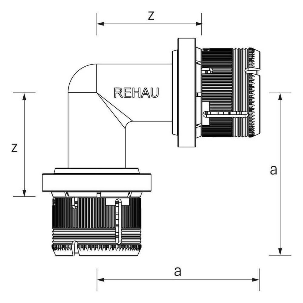 Rehau Winkel Fastloc EXplus, 32x32mm, 90 Grad, Messing... REHAU-13707141001 4067936345526 (Abb. 2)