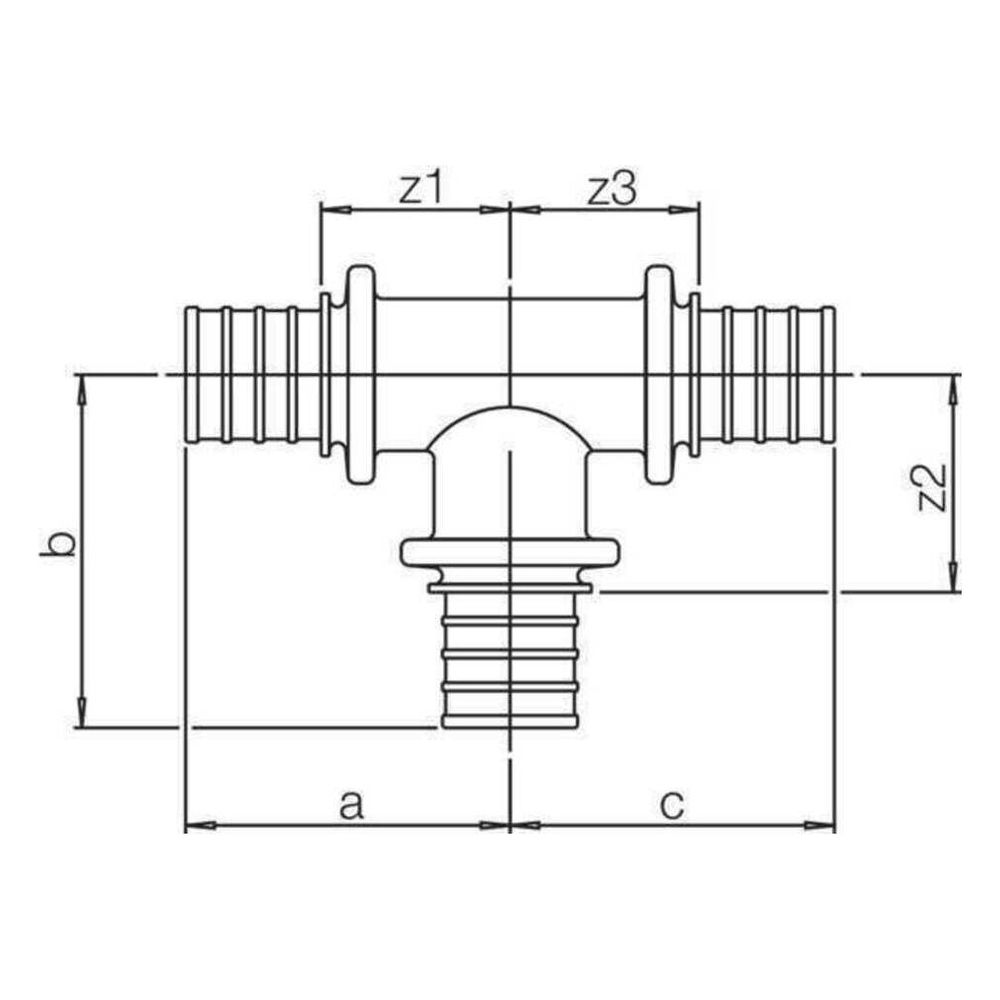 Rehau T-Stück, Messing, 32x2,9mm - 20x2,0mm - 32x2,9mm... REHAU-12611631001 4007360041717 (Abb. 2)