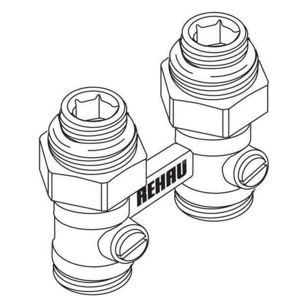 Rehau Kugelhahnblock mit Anschlussnippel G 1/2" x G 3/4", Durchgangsform... REHAU-12407271001 4007360190989 (Abb. 2)