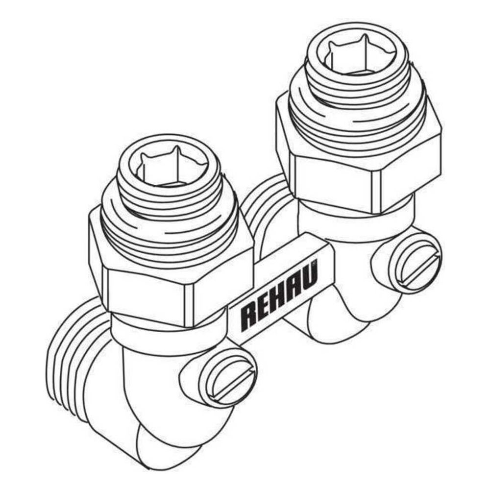 Rehau Kugelhahnblock mit Anschlussnippel G 1/2" x G 3/4", Eckform... REHAU-12407371001 4007360190996 (Abb. 2)