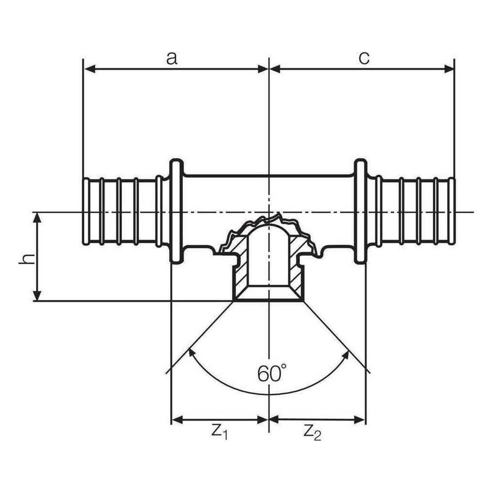 Rehau T-Stück Abgang Konus, SDR 7,4, 32mm x G 3/4" x 32mm, 60 Grad... REHAU-12446161001 4007360136161 (Abb. 2)