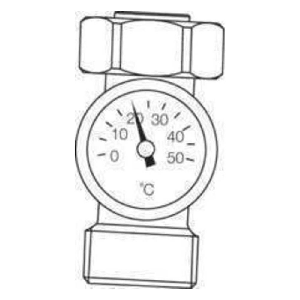 Rehau T-Rücklaufthermometer 0-50 Grad C, Messing, zur Montage am Heizkreisverteiler... REHAU-12400011001 4007360073046 (Abb. 2)