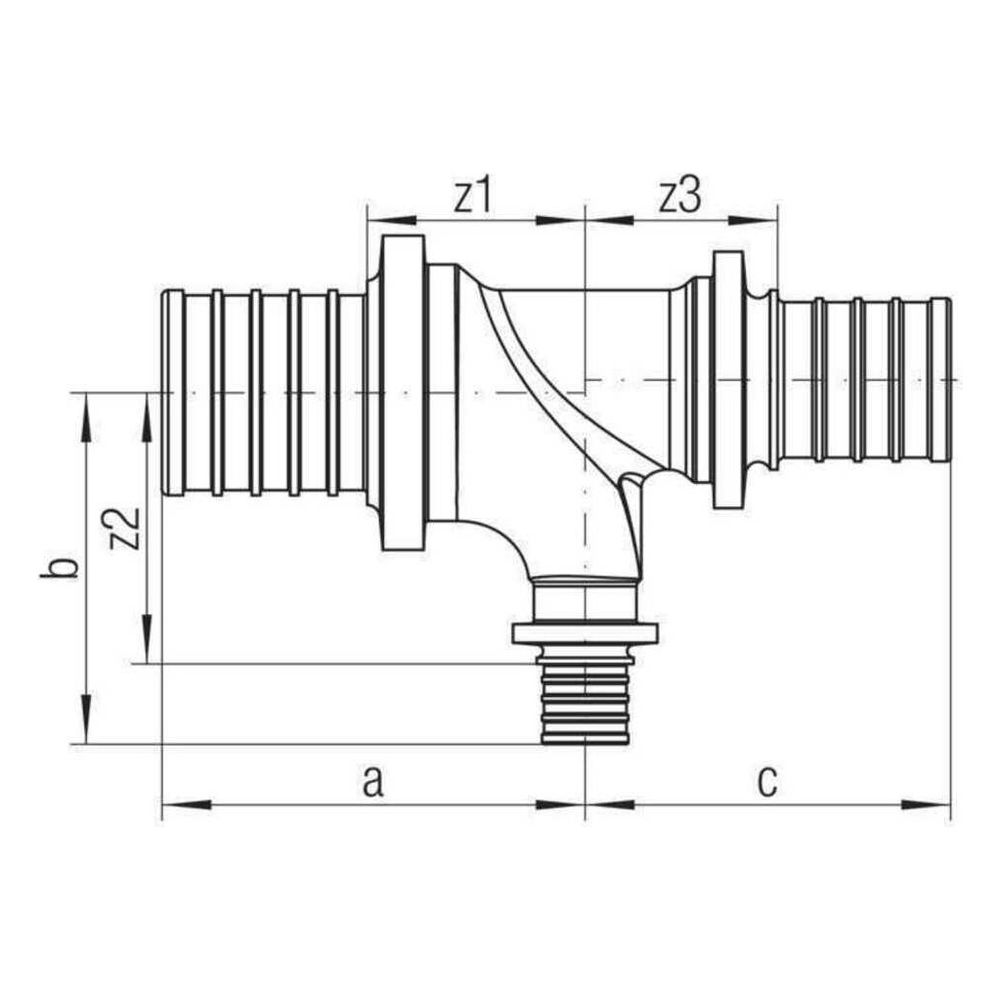 Rehau Rautitan Bogen-T-Stück RXplus 32/16/25mm, Rotguss... REHAU-14563971001 4061264398117 (Abb. 2)