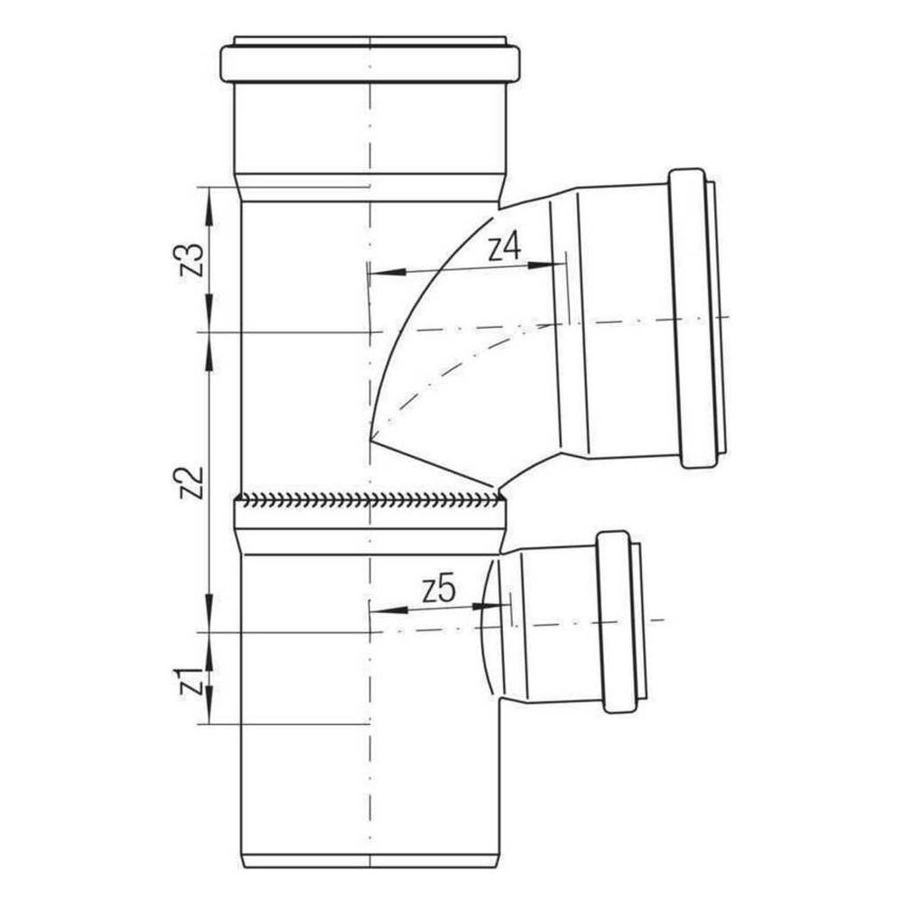 Rehau Raupiano Plus Doppelabzweig einseitig DN 90/90/50, 87 Grad, max flow... REHAU-11009281002 4007360584412 (Abb. 3)