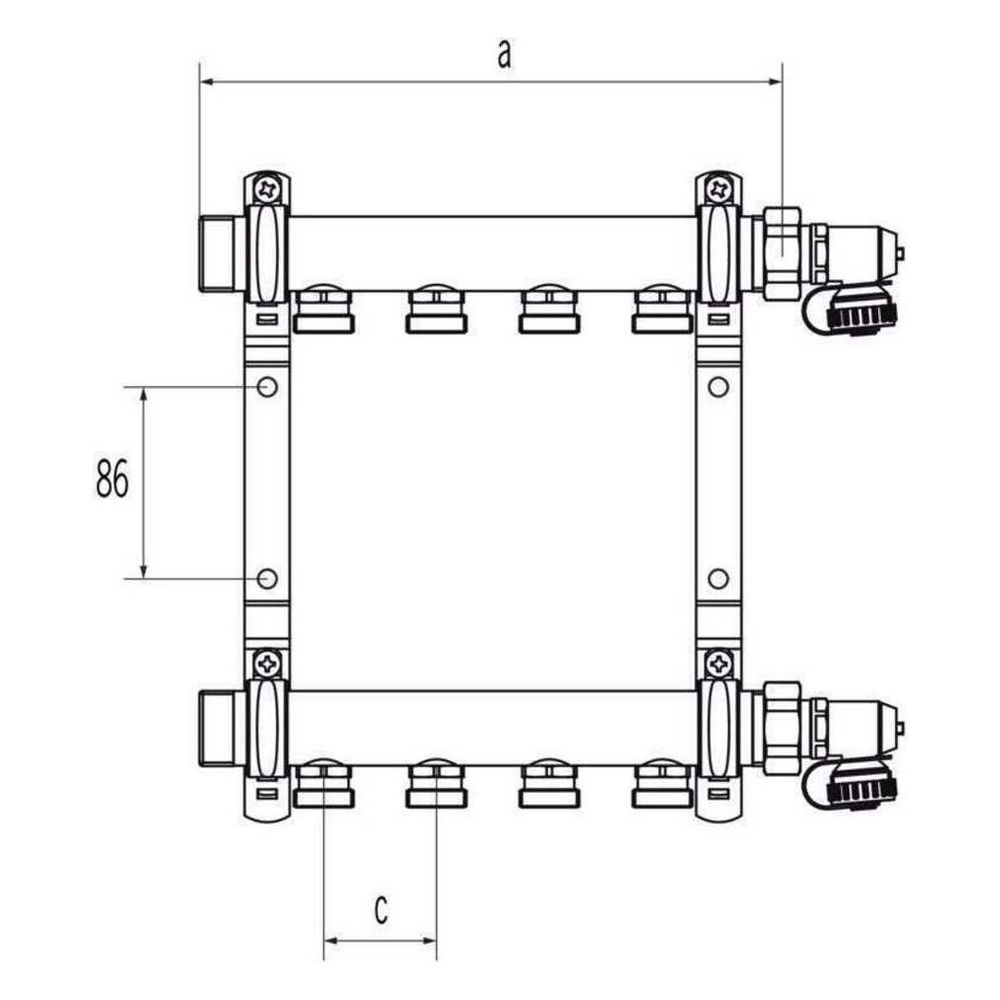 Rehau Heizleitungsverteiler HLV 11 Heizkreise, Edelstahl... REHAU-11102171001 4007360557263 (Abb. 2)
