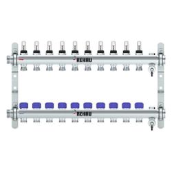 Rehau Verteiler HKV-D Easyflow, Edelstahl, 10 Heizkreise, mit Durchflussanzeige min/... REHAU-13832001200 4068767634292 (Abb. 1)