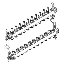 Rehau Verteiler HKV-D Easyflow, Edelstahl, 10 Heizkreise, mit Durchflussanzeige min/... REHAU-13832001200 4068767634292 (Abb. 1)