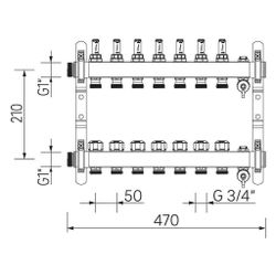 Rehau Verteiler HKV-D Easyflow, Edelstahl, 7 Heizkreise, mit Durchflussanzeige min/m... REHAU-13831701200 4068767634261 (Abb. 1)