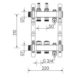 Rehau Verteiler HKV-D Easyflow, Edelstahl, 2 Heizkreise, mit Durchflussanzeige min/m... REHAU-13831201200 4068767634216 (Abb. 1)