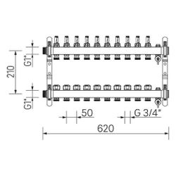 Rehau Verteiler HKV-D Easyflow, Edelstahl, 10 Heizkreise, mit Durchflussanzeige min/... REHAU-13832001200 4068767634292 (Abb. 1)