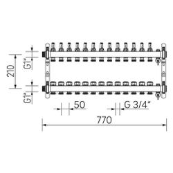 Rehau Verteiler HKV-D Easyflow, Edelstahl, 13 Heizkreise, mit Durchflussanzeige min/... REHAU-13832301200 4068767634322 (Abb. 1)