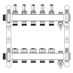 Rehau Verteiler HKV-D Easyflow, Edelstahl, 5 Heizkreise, mit Durchflussanzeige min/m... REHAU-13831501200 4068767634247 (Abb. 1)
