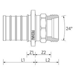 Rehau Übergang Konus, SDR 11 LX, 32mm x 2,9 - M30x2mm, 24 Grad, Messing... REHAU-11693011001 4064299722605 (Abb. 1)