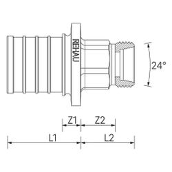 Rehau Übergang Konus, SDR 11 LX, 32mm x 2,9 - M22x1,5mm, 24 Grad, Messing... REHAU-11693001001 4064299691291 (Abb. 1)