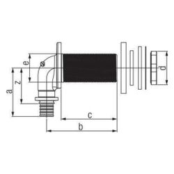 Rehau Wandwinkel Rautitan RXplus, 16mm x Rp 1/2" x 55mm, für Holzspanplatte, Rotguss... REHAU-14563781001 4061264397929 (Abb. 1)