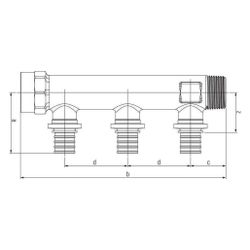 Rehau Schiebehülsenverteiler Rautitan RXplus 3-fach, 16xR/Rp 3/4"... REHAU-14563851001 4061264397998 (Abb. 1)