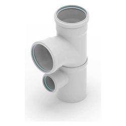 Rehau Raupiano Plus Doppelabzweig einseitig DN 90/90/50, 87 Grad, max flow... REHAU-11009281002 4007360584412 (Abb. 1)