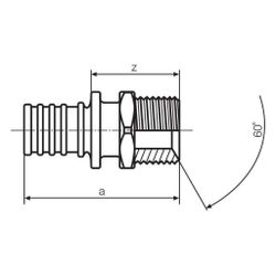 Rehau Übergang Konus, SDR 7,4, Messing, 32mm x G 1/2", 60 Grad... REHAU-12446661001 4007360136215 (Abb. 1)