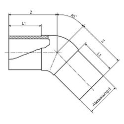 Rehau Winkel, SDR 17, Durchmesser 280mm, PE 100, 45 Grad, Schwarz... REHAU-12797261001 4007360222536 (Abb. 1)