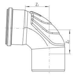 Rehau Raupiano Plus Langer Bogen DN 110, 87,5 Grad, wandverstärkt... REHAU-11002591001 4007360482848 (Abb. 1)