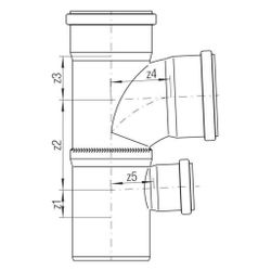 Rehau Raupiano Plus Doppelabzweig einseitig DN 90/90/50, 87 Grad, max flow... REHAU-11009281002 4007360584412 (Abb. 1)