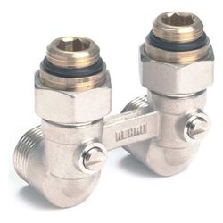 Rehau Kugelhahnblock mit Anschlussnippel G 1/2" x G 3/4", Eckform... REHAU-12407371001 4007360190996 (Abb. 1)
