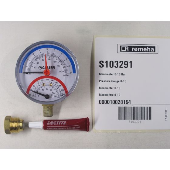 Remeha Manometer, 0-10 bar, für Gas 310/610 Eco Pro, S103291