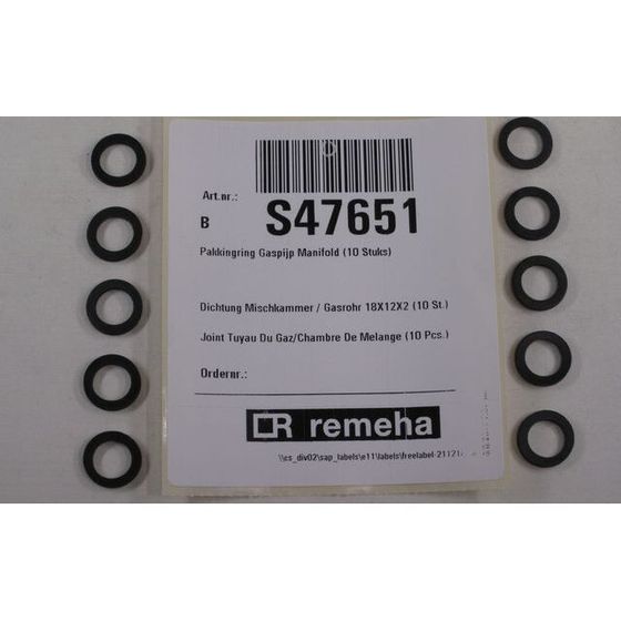 Remeha Dichtung Gasrohr/Mischkammer W10-28, 10 Stück