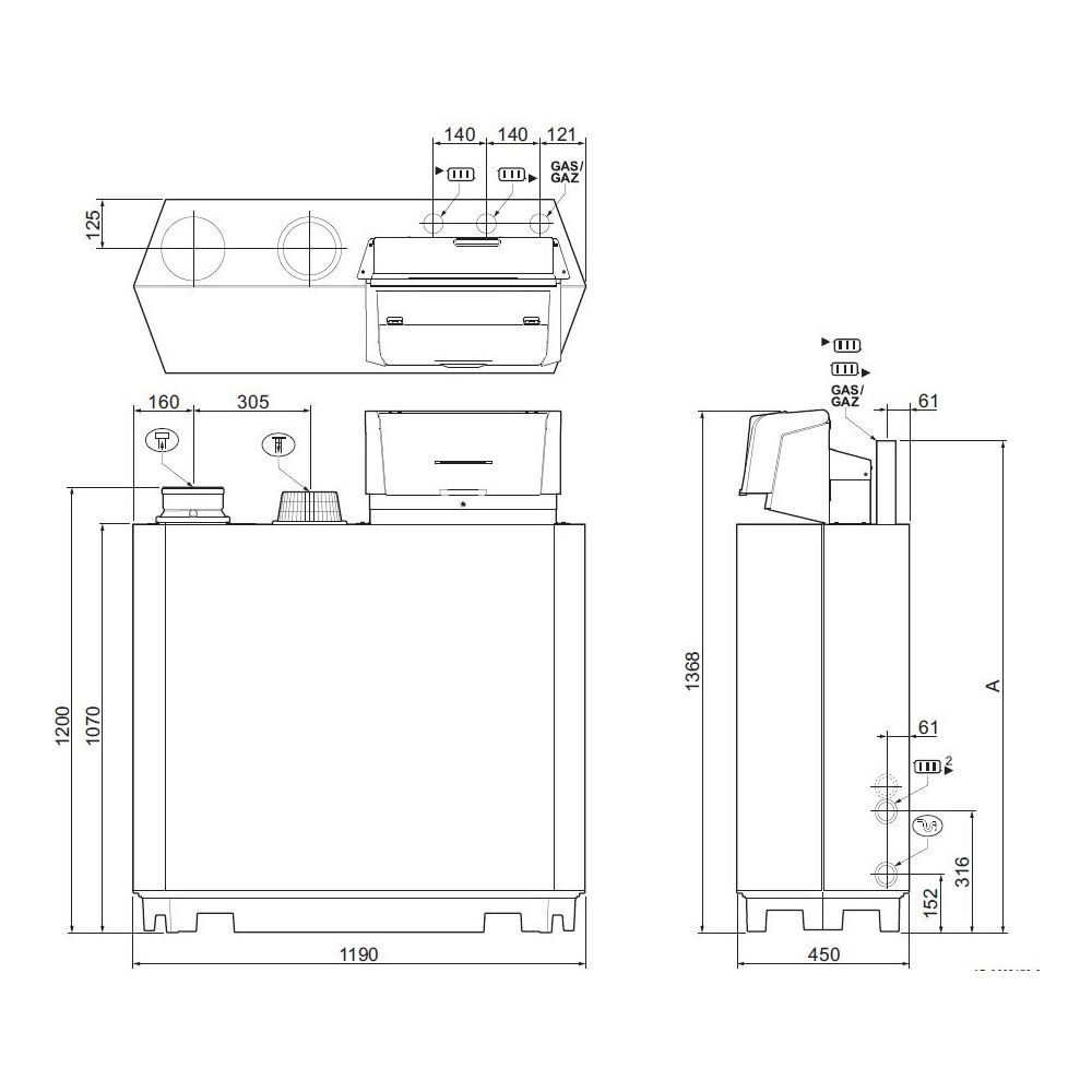 Remeha Gas-Brennwert-Standheizkessel Gas 210 Ace 80, 93kW... REMEHA-7830227 8713809361648 (Abb. 2)