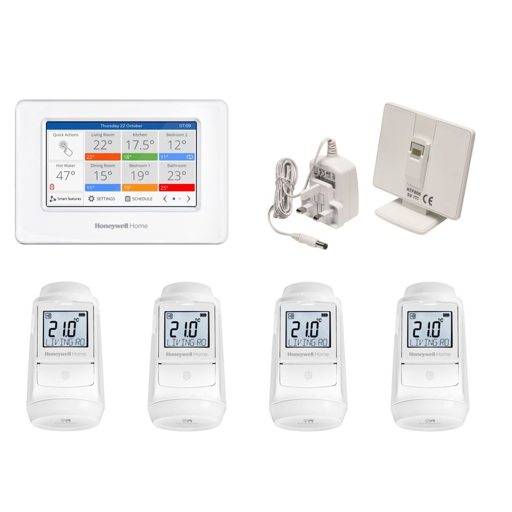 Resideo evohome Starter-Paket Regler, Tischständer, 4 Heizkörperregler... RESIDEO-ATP934G4002 5059085004071 (Abb. 1)