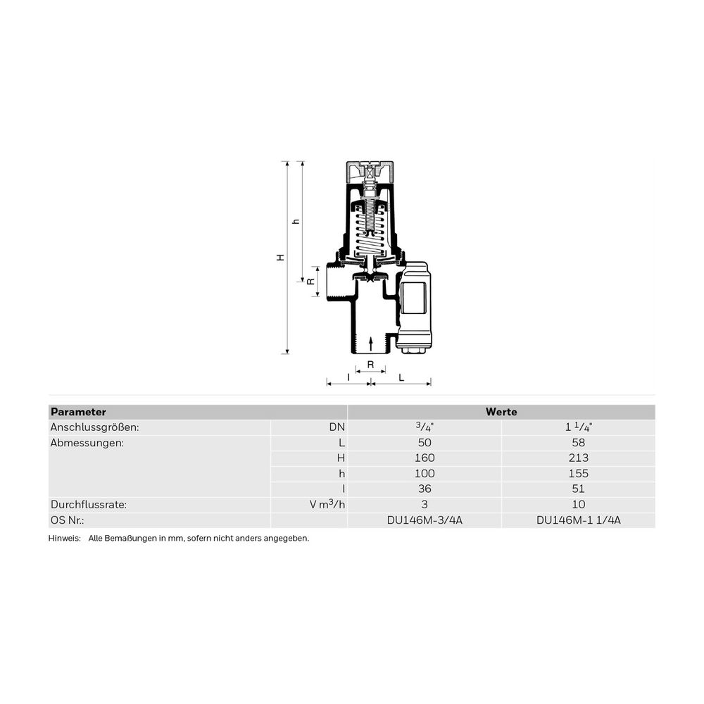 Resideo Überströmventil DU146M Muffe, Messing, 1 1/4 ", A... RESIDEO-DU146M-11/4A 4019837022860 (Abb. 4)