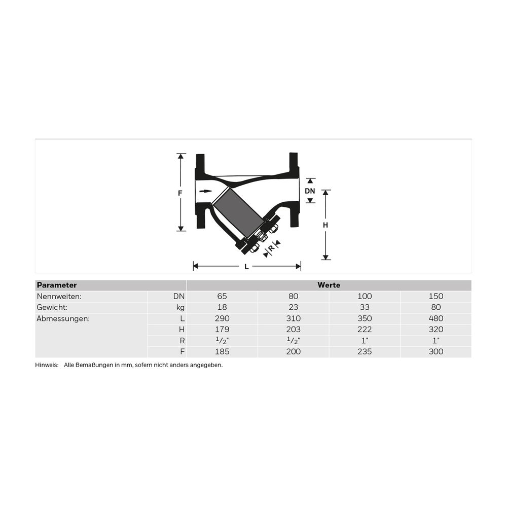 Resideo Schmutzfänger FY71P mit Flansch, Stahlguss, blau, B, DN 150... RESIDEO-FY71P-150B 4019837061258 (Abb. 4)