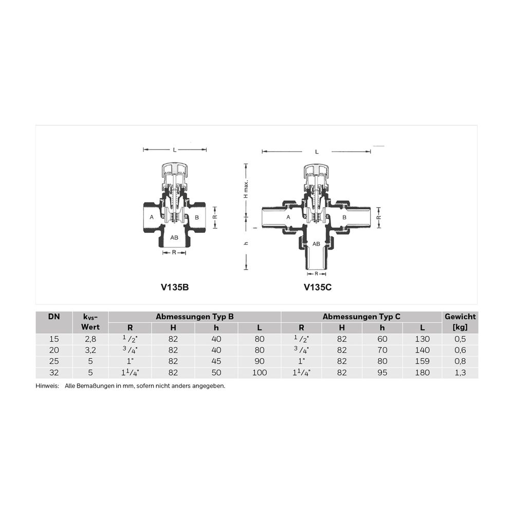 Resideo Dreiwegeventil V135 mit Innengewinde, DN32... RESIDEO-V135-11/4B 4019837058920 (Abb. 4)