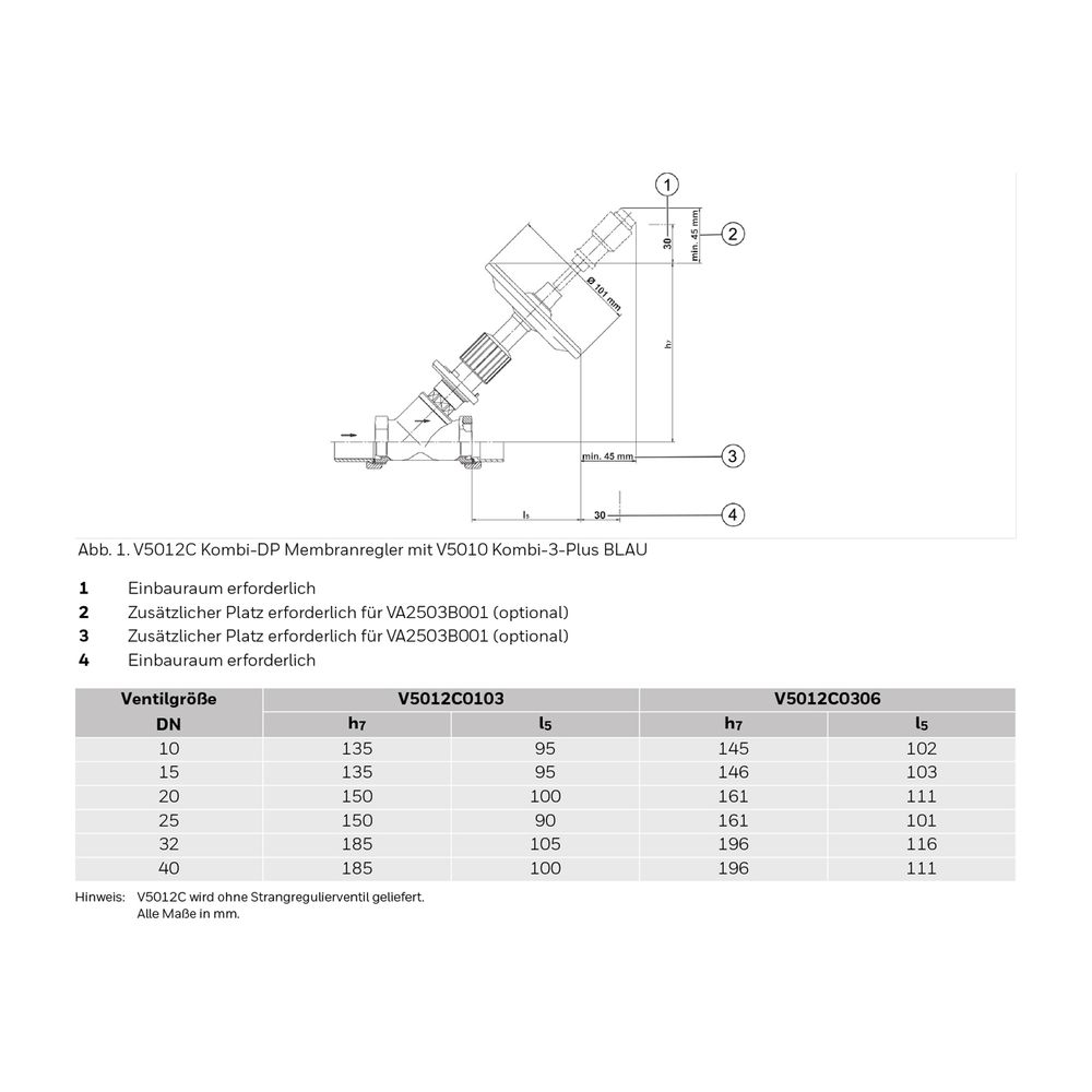 Resideo Membranregler V5012C für den Rücklauf 0,1 - 0,3 bar... RESIDEO-V5012C0103 4029289043603 (Abb. 4)