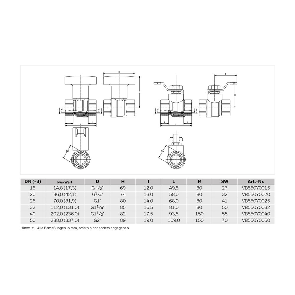 Resideo Heizungskugelhahn Stop-ball Messing, Muffe, DN 50... RESIDEO-VB550Y0050 4029289031136 (Abb. 4)