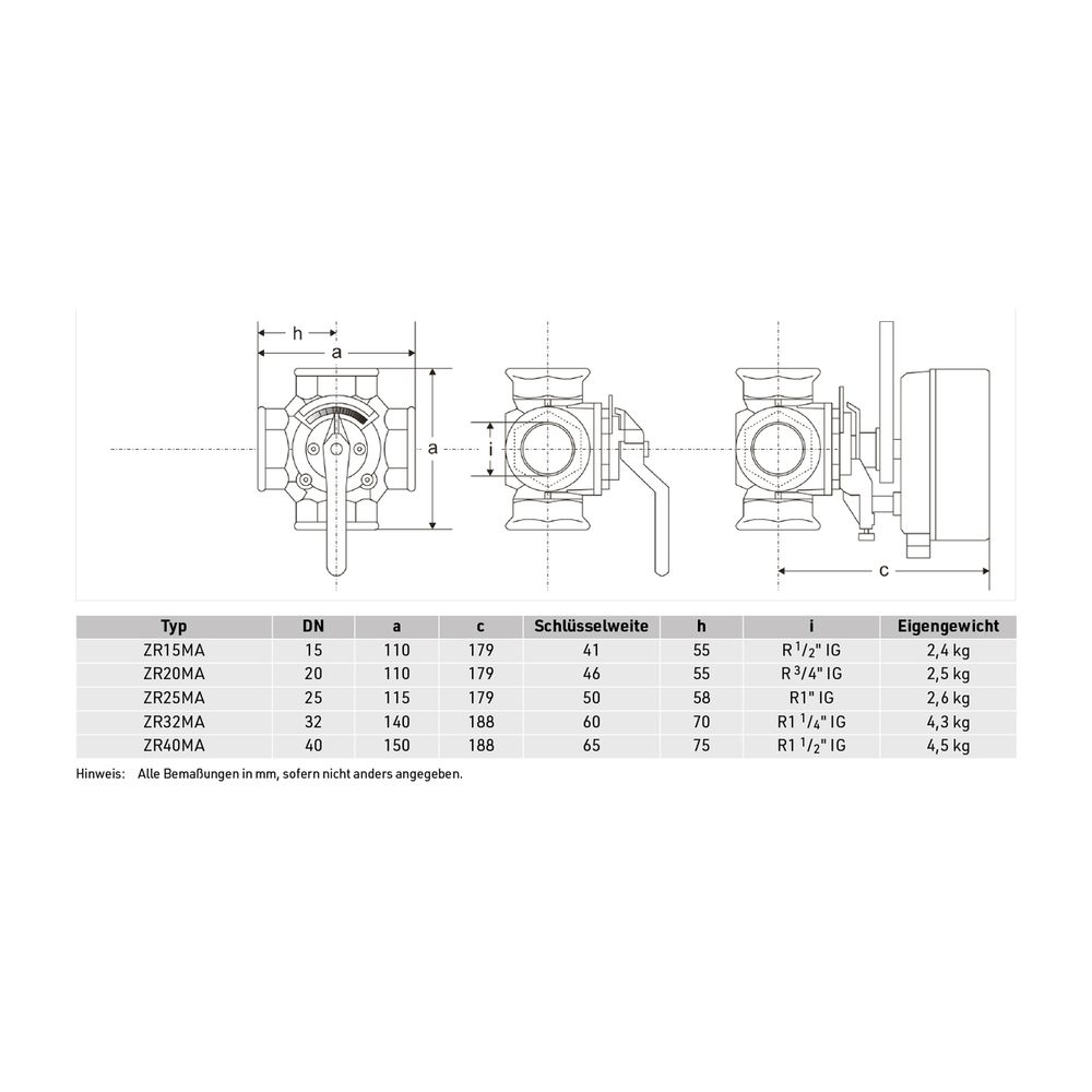 Resideo Vierwege-Muffenmischer ZR GG 20, grau, PN 6 DN 32... RESIDEO-ZR32MA 4024627110207 (Abb. 4)