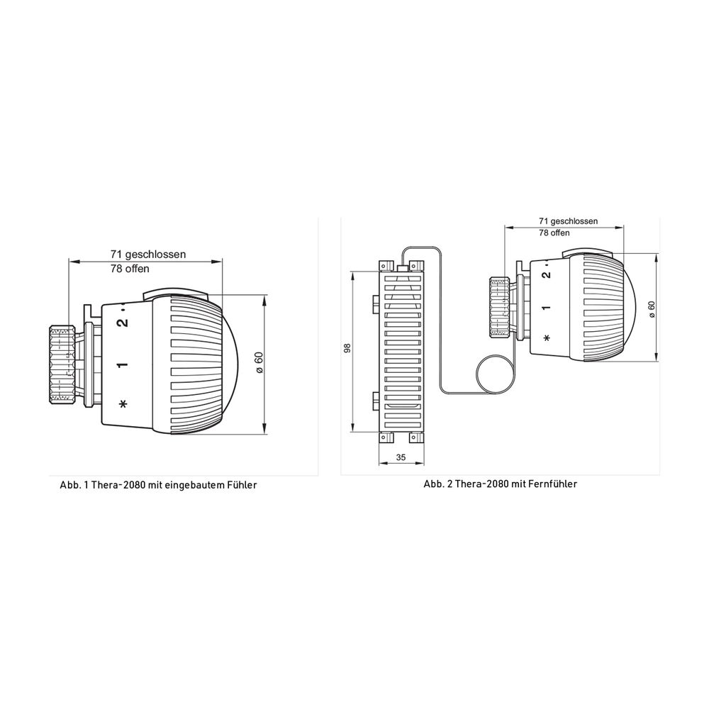 Resideo Thermostatregler Thera-2080 FL weiß, 6-28 Grad C, M30x1,5mm... RESIDEO-T7001 4029289002778 (Abb. 4)