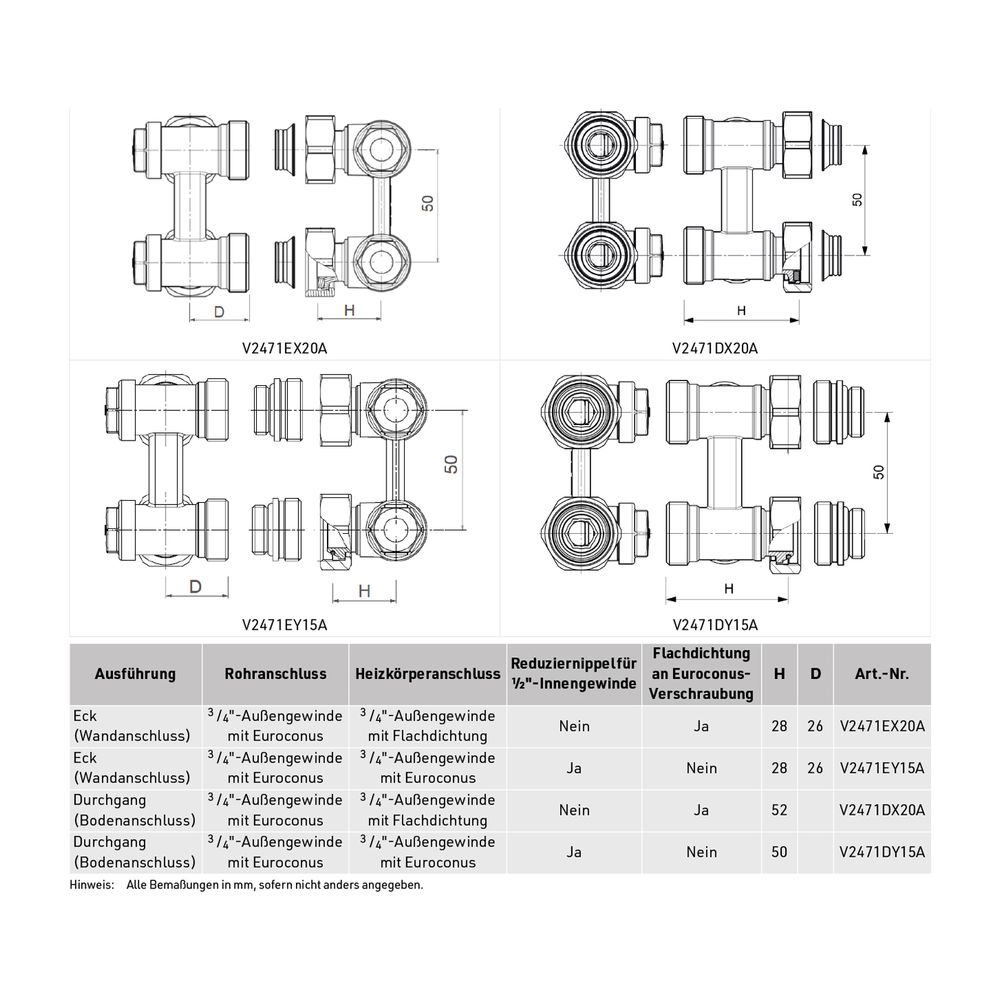 Resideo H-Verschraubung Verafix-VK 2-Rohr-Inst ms vern. Durchg. DN20 G3/4... RESIDEO-V2471DX20A 5059087010773 (Abb. 4)