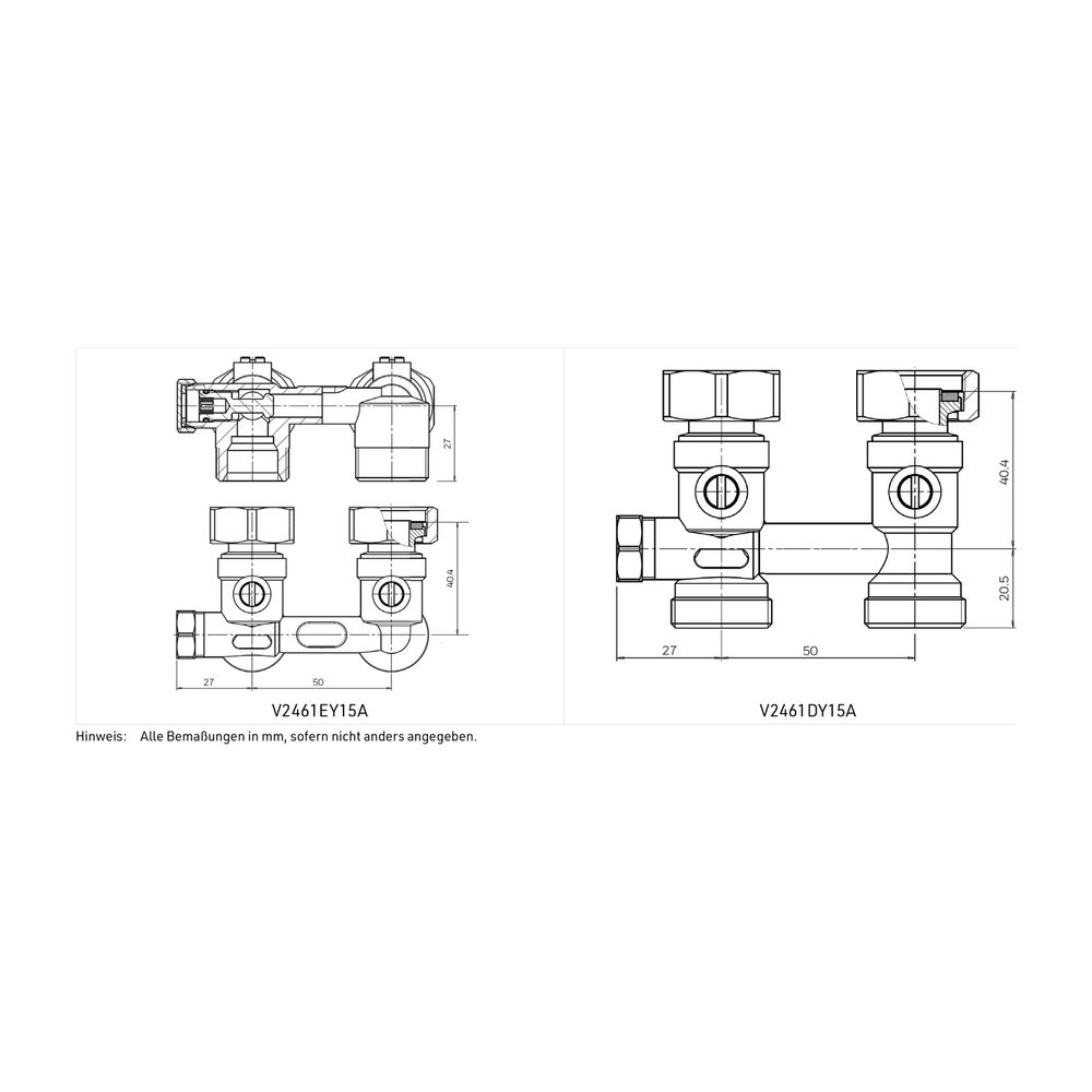 Resideo H-Verschraubung Verafix-VKE, Messing vernickelt, Durchgangsausführung, Inne... RESIDEO-V2461DY15A 5059087017185 (Abb. 2)