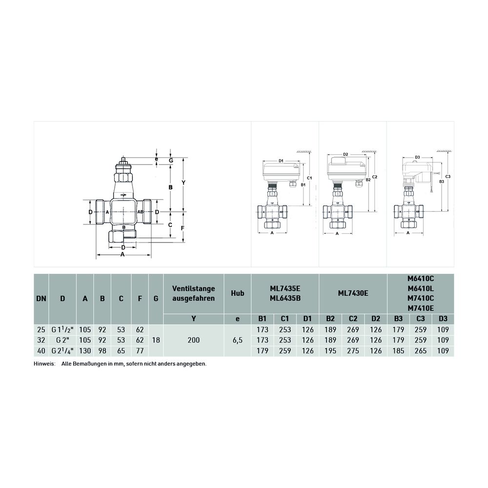 Resideo 2-Wege-Ventil VDE-M, PN 16, DN 25, Kvs 4,0, flach dichtend, stetig... RESIDEO-VDE25B4.0M 5059087019431 (Abb. 2)