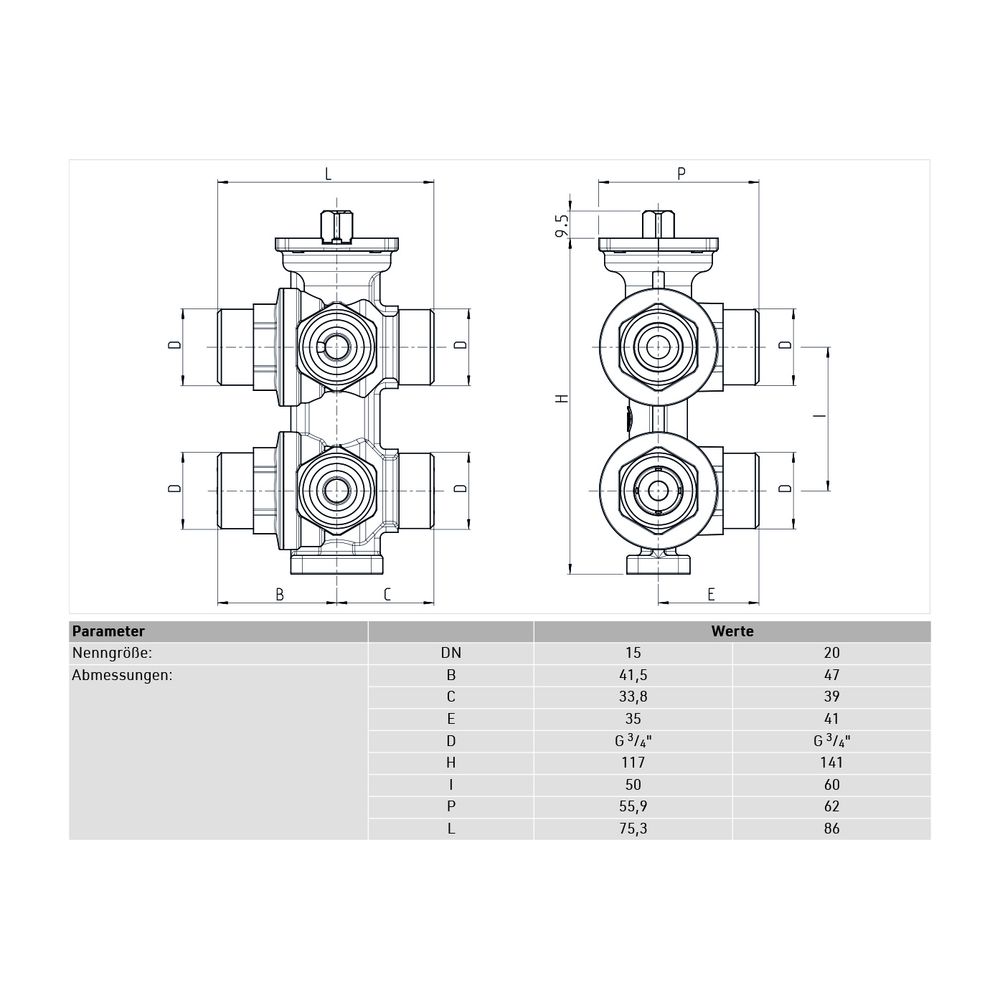 Resideo 6-Wege-Ventil VBG26 Messing, DN 15, Außengewinde, Kvs 1,25... RESIDEO-VBG26-15 5059087016515 (Abb. 2)